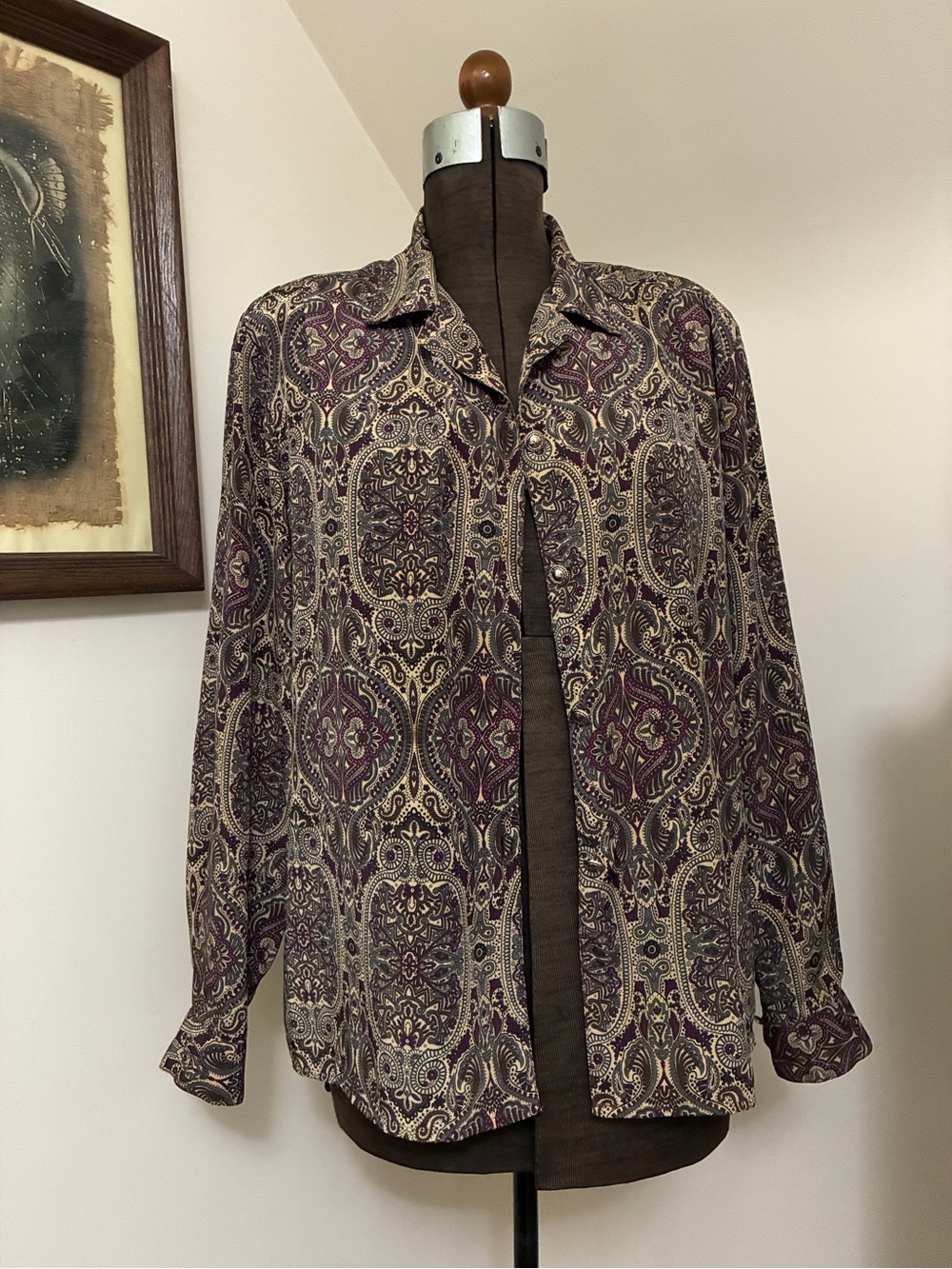 Vintage Leslie Fay Haber Paisley Button-Up Shirt